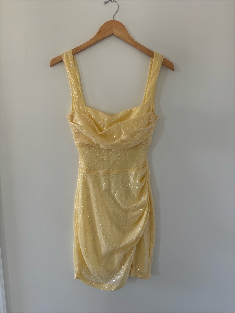 Windsor Yellow Sequin Square Neck Dress Size S